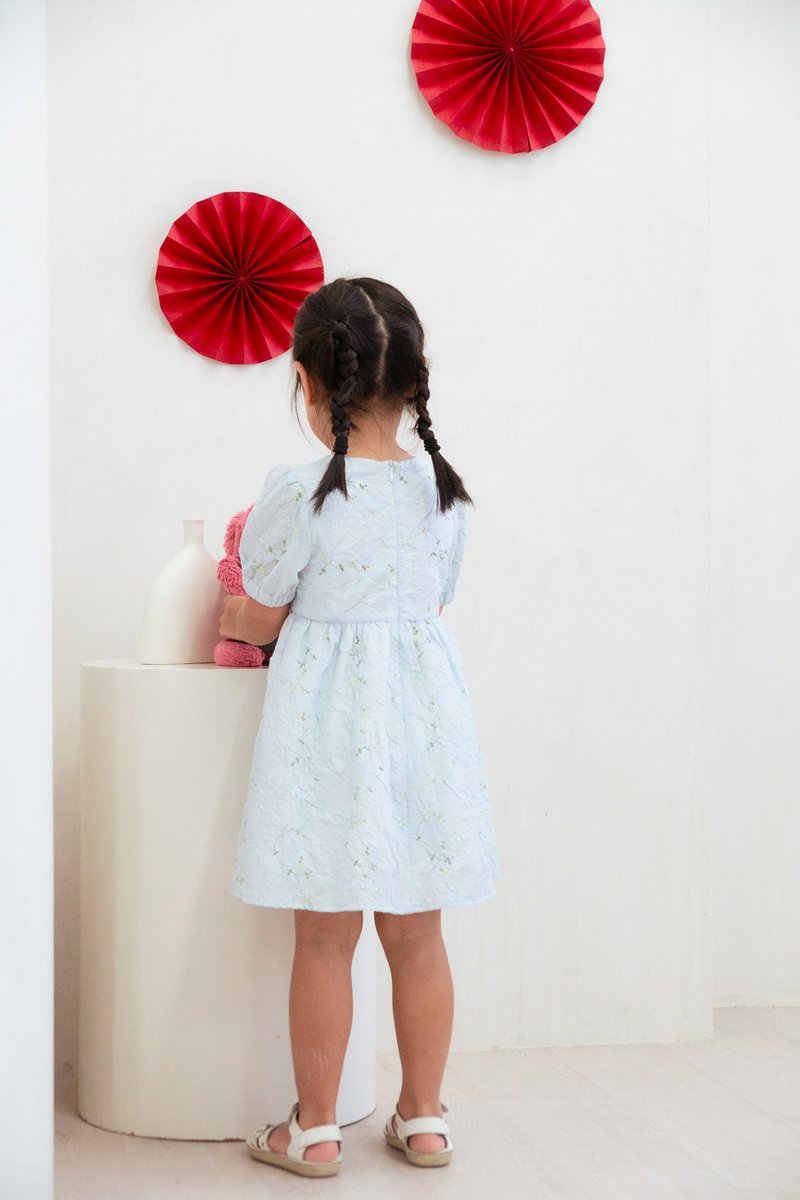 Ethereal Dreams Textured Kids Dress in Blue