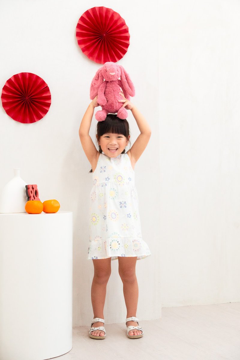 Lumina Eyelet Kids Dress In White (Size 2)