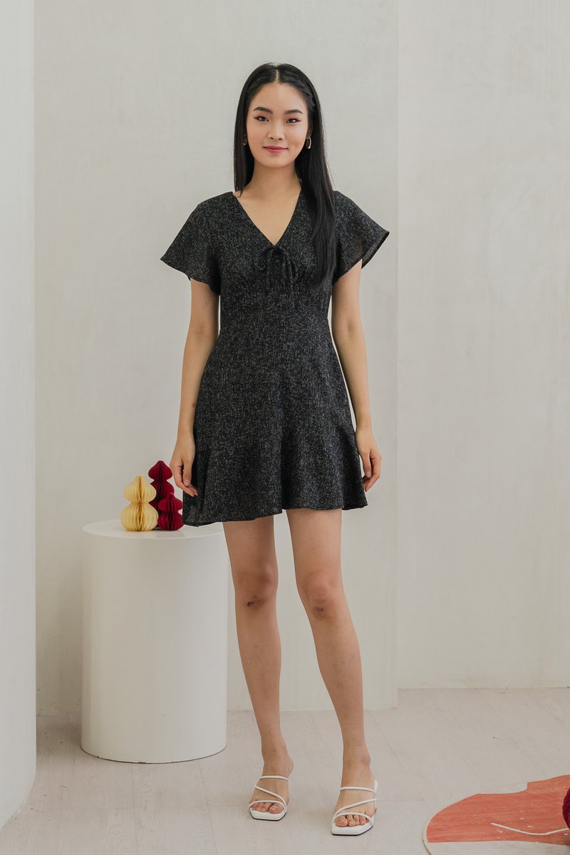 Treasure Tweed Ribbon Dropwaist Dress In Black (XS)