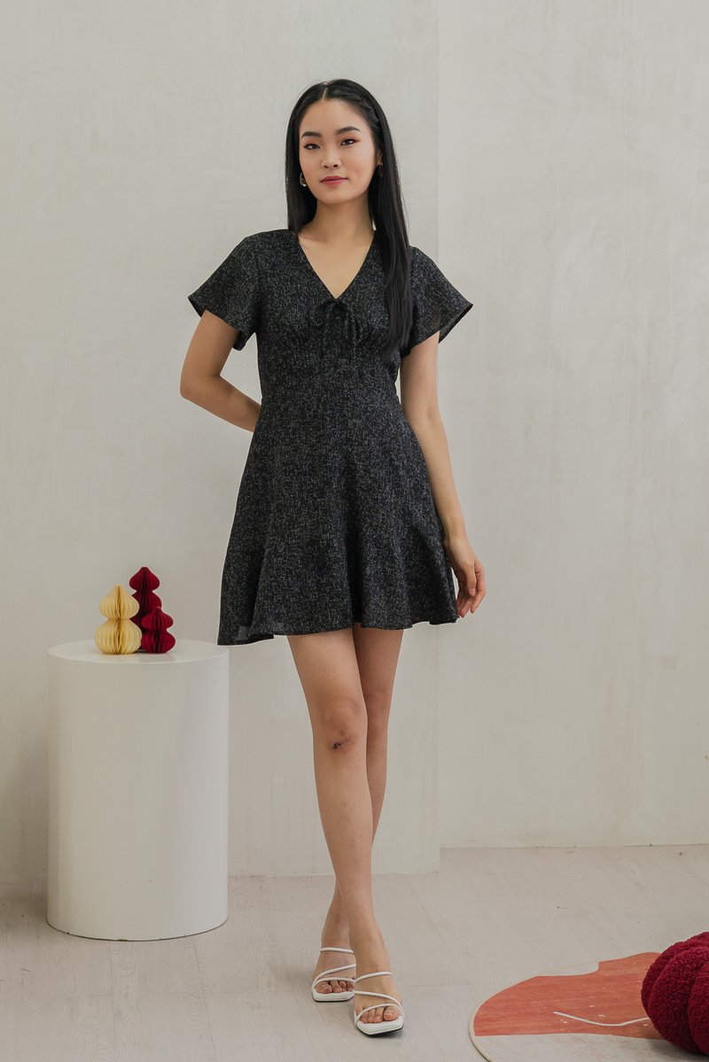 Treasure Tweed Ribbon Dropwaist Dress In Black (XS)