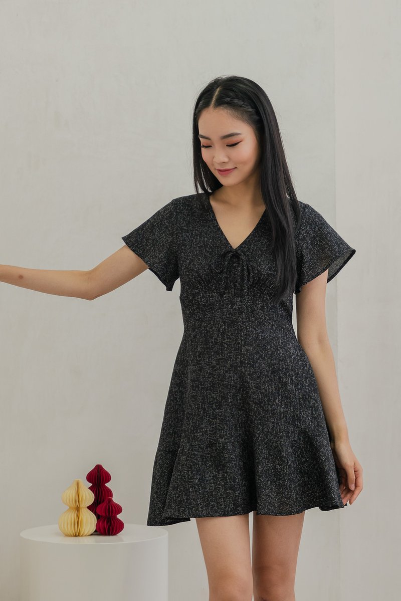 Treasure Tweed Ribbon Dropwaist Dress In Black (XS)