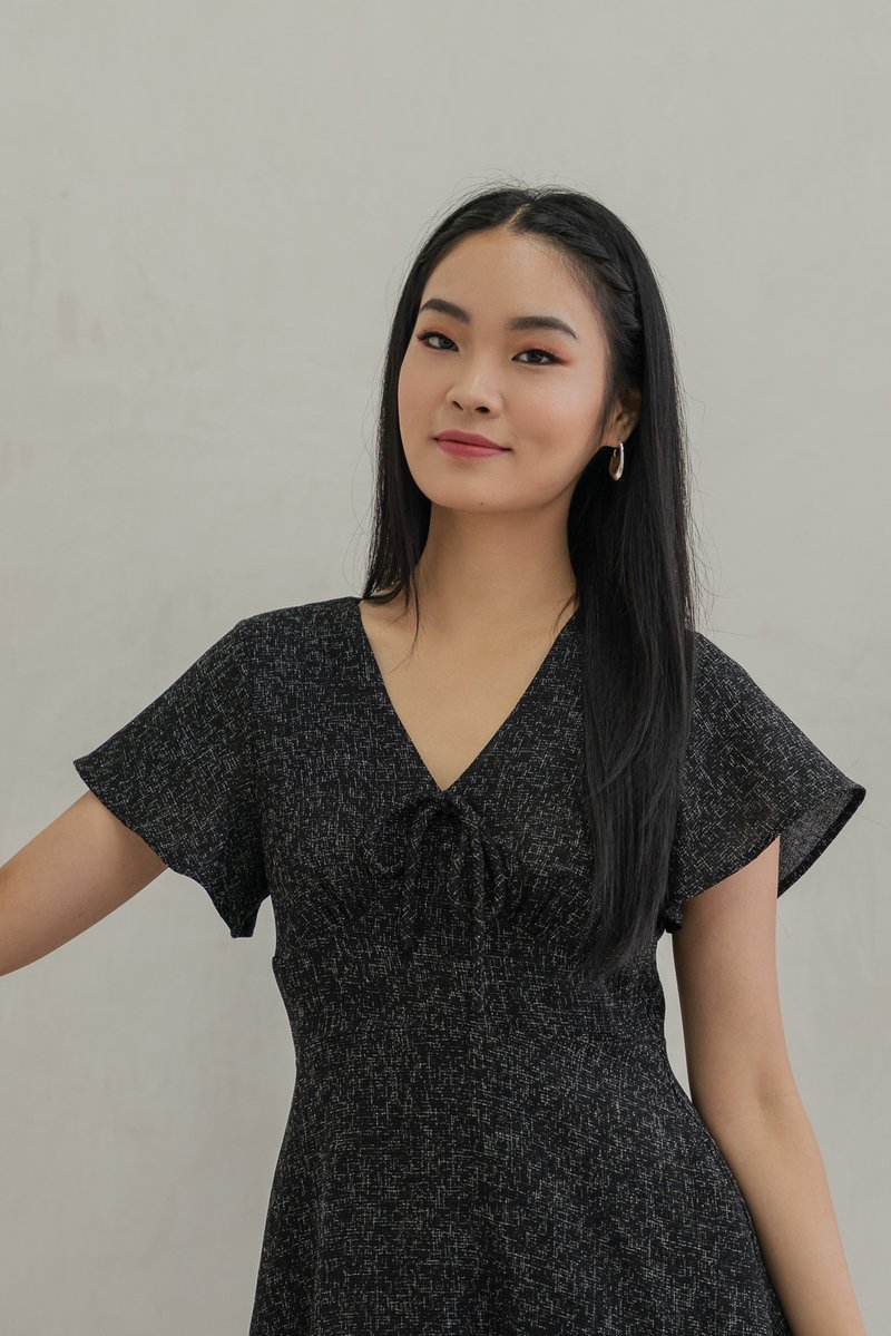 Treasure Tweed Ribbon Dropwaist Dress In Black (XS)