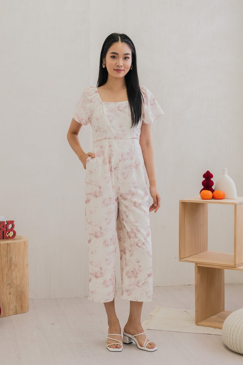 Rexa Ribbon Flare Sleeve Jumpsuit In Pink (XXL)
