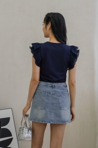 Petra Pleated Pocket Denim Skort