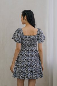 Echo Embroidery Floral Sweetheart Dress In Black