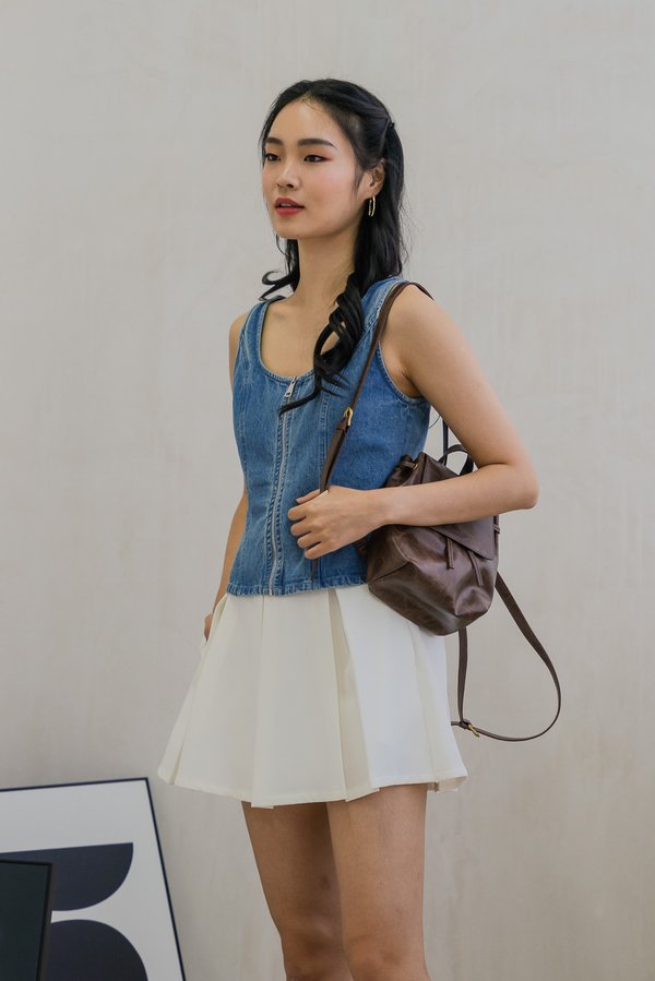 Zea Denim Front Zipper Top