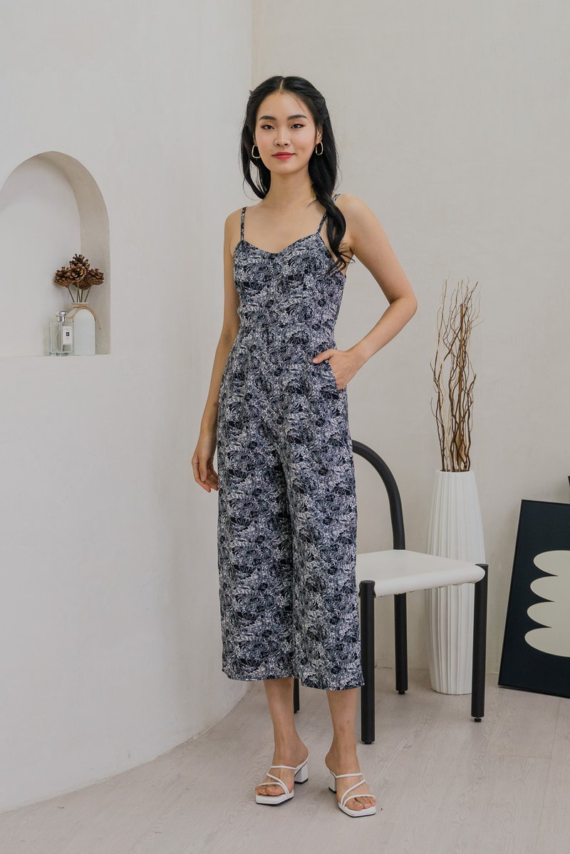 Jaycee Printed Camisole Jumpsuit In Black