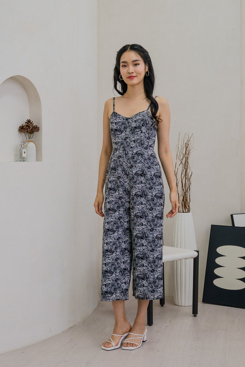 Jaycee Printed Camisole Jumpsuit In Black
