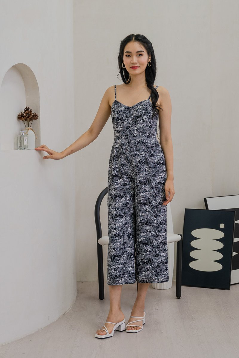 Jaycee Printed Camisole Jumpsuit In Black