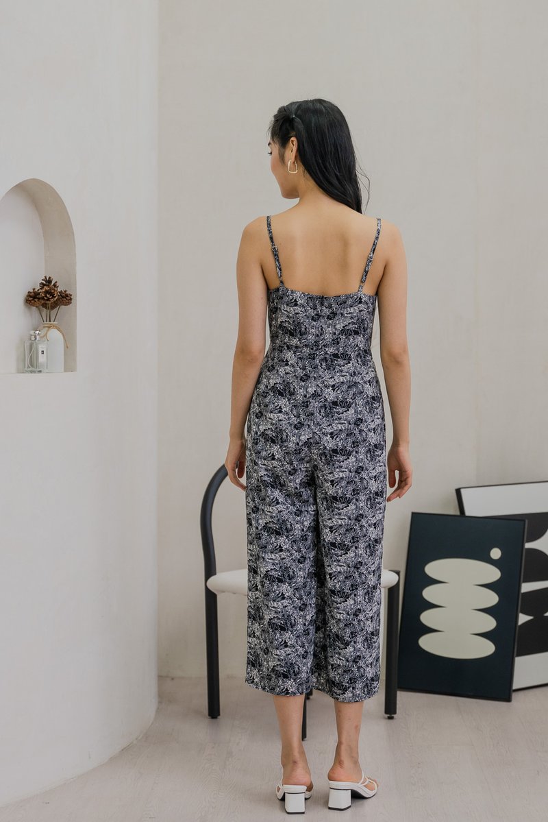 Jaycee Printed Camisole Jumpsuit In Black