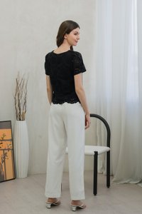 Illumi Iridescent Button Eyelet Top In Black (XS)