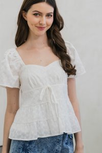 Emerson Embroidery Ribbon Top In White (XS)
