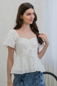 Emerson Embroidery Ribbon Top In White (XS)