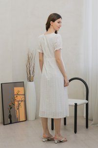 Everest Eyelet Embroidery Midi Dress In White