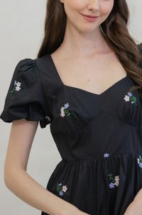 Flourish Embroidered Empire Maxi Dress In Black (XS)