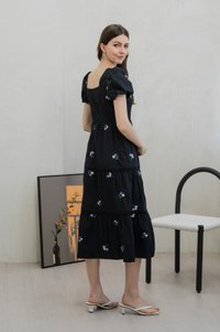 Flourish Embroidered Empire Maxi Dress In Black (XS)