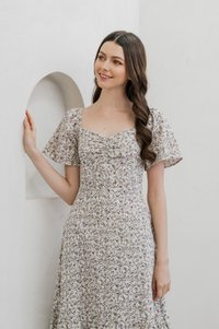 Ivory Floral Eyelet Sweetheart Midi Dress (XS)