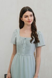 Pacifika Pintuck Ribbon Midi Dress In Sage (XS)