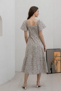 Ivory Floral Eyelet Sweetheart Midi Dress (XS)