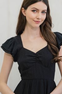 Tamryn Textured Flutter Sleeve Maxi Dress In Black (XS)