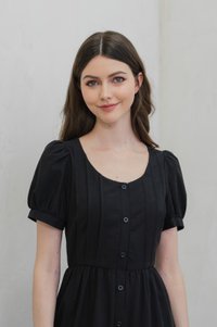 Paradise Button Crochet Tier Maxi Dress In Black (XS)