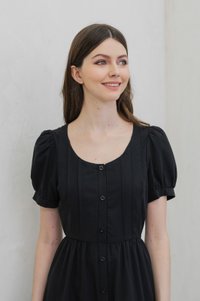 Paradise Button Crochet Tier Maxi Dress In Black (XS)