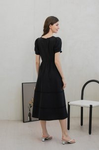 Paradise Button Crochet Tier Maxi Dress In Black (XS)
