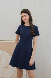 Carmen Panelled Dress In Navy (L)
