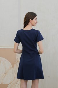 Carmen Panelled Dress In Navy (L)