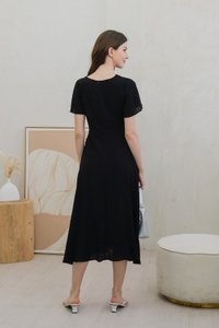 Gracie Side Ruched Wrap Maxi Dress In Black (XS)