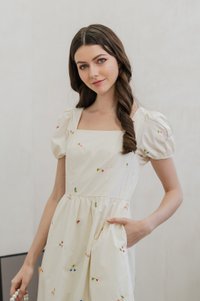 Tarte Cherry Embroidery Midi Dress In Cream (XS)