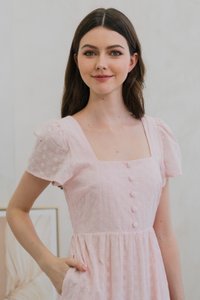 Evant&eacute; Eyelet button Midi Dress In Pink