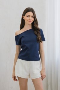 Steph One Shoulder Top In Navy (XS)