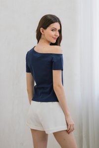 Steph One Shoulder Top In Navy (XS)