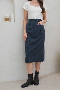 Casa Cargo Midi Skirt In Gunmetal (XS)