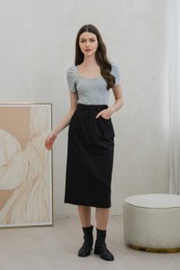 Rudy Ribbed Cotton Sweetheart Top In Grey (XS)