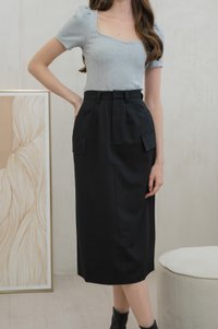 Casa Cargo Midi Skirt In Black