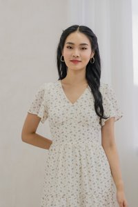 Rubyn Empire Waist Floral Tiered Midi Dress In Ivory