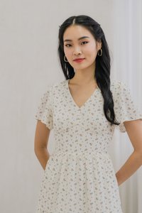 Rubyn Empire Waist Floral Tiered Midi Dress In Ivory