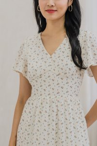Rubyn Empire Waist Floral Tiered Midi Dress In Ivory