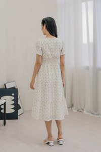 Rubyn Empire Waist Floral Tiered Midi Dress In Ivory