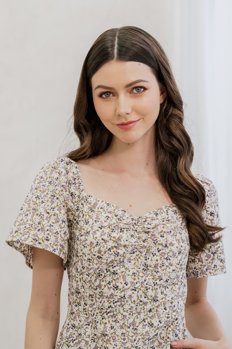 Ivory Floral Eyelet Sweetheart Dress (XS)