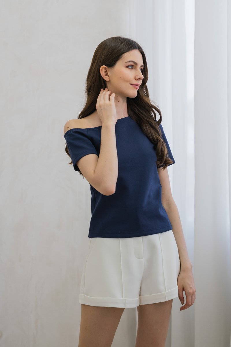 Steph One Shoulder Top In Navy (XS)