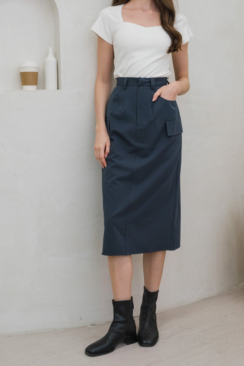 Casa Cargo Midi Skirt In Gunmetal (XS)