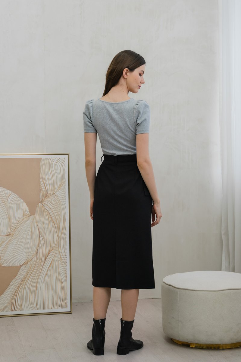 Casa Cargo Midi Skirt In Black