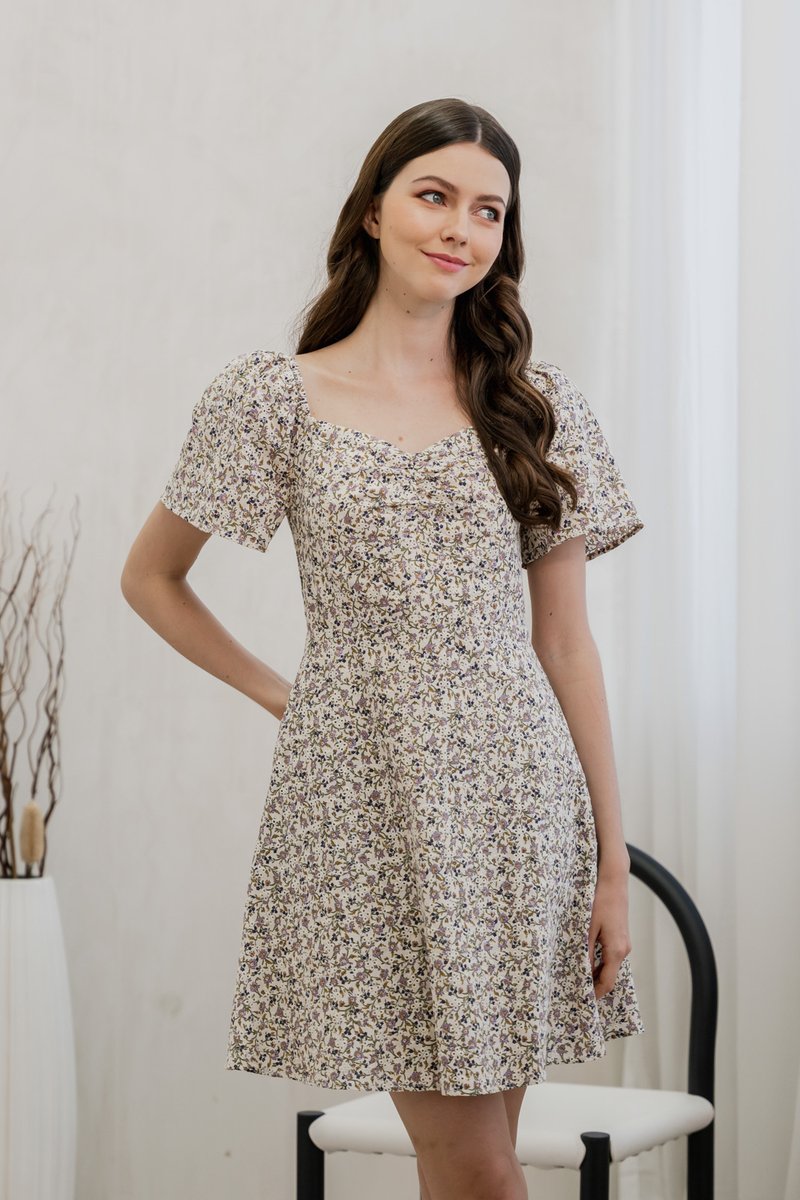 Ivory Floral Eyelet Sweetheart Dress (XS)
