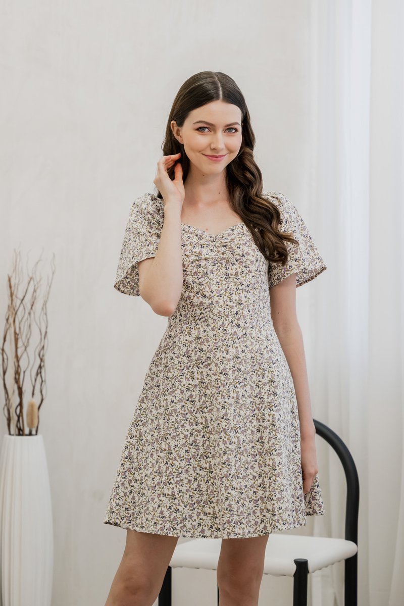 Ivory Floral Eyelet Sweetheart Dress (XS)