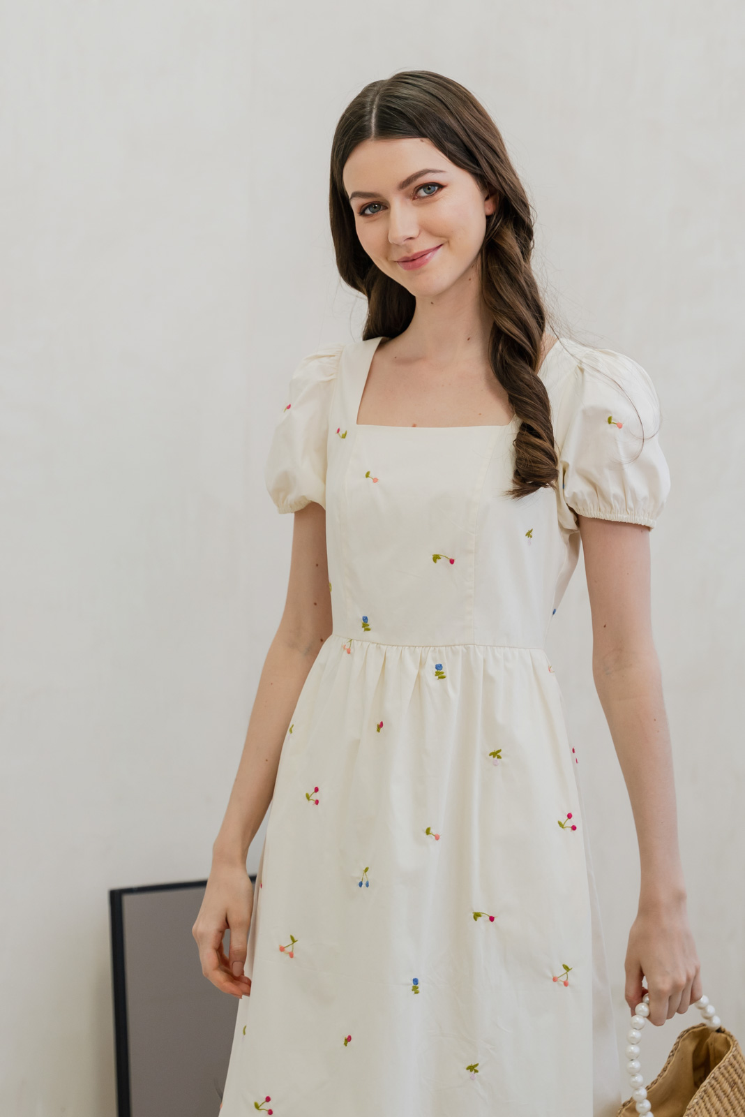 Embroidery Creamy Gold Grape Dress main image 0