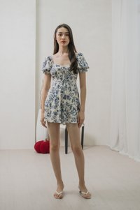 Verela Floral Ribbon Romper In Cream (XS)