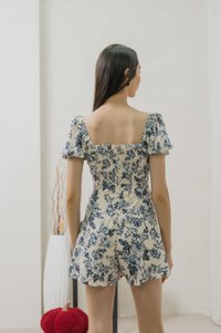 Verela Floral Ribbon Romper In Cream (XS)